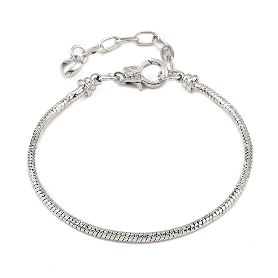 Латунные европейские браслеты стиль для ювелирных изделий, без кадмия и без свинца, с застежкой-карабином из сплава, удлинителем цепочки из железа и подвесками в виде сердечек.