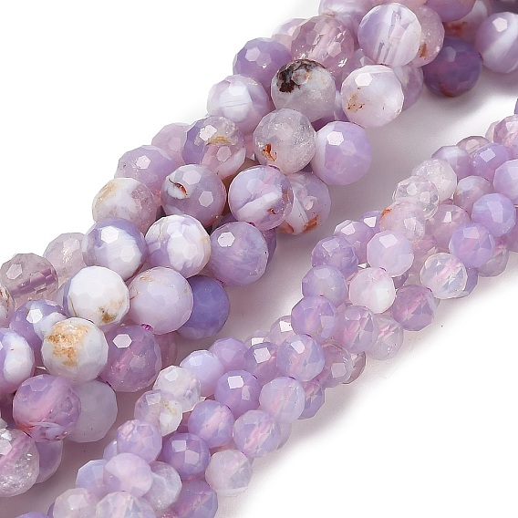 Нити бусин из натурального лавандового аметиста, круглые, граненые