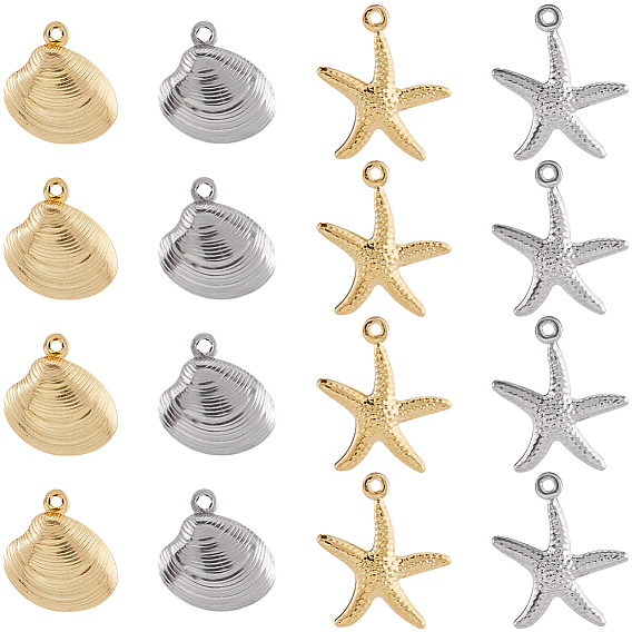 64 шт. 4 стили 316 подвески из хирургической нержавеющей стали, подвеска в форме ракушки/морской звезды
