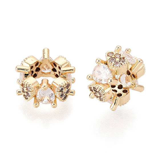 Латунь микропаве прозрачный кубический цирконий европейский бисер, бусины с большим отверстием, без кадмия, без никеля и без свинца, слеза