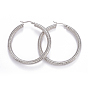 304 Stainless Steel Hoop Earrings, Hypoallergenic Earrings, Textured