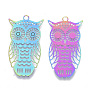 Ion Plating(IP) 201 Stainless Steel Filigree Pendants, Etched Metal Embellishments,  Owl