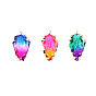 Rainbow Color Glass Pendants, with Golden Tone Stainless Steel Edge & Loop, Arrow/Heart/Nugget/Moon/Star Shape Charms