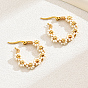 Flower Garland Braided Beaded Stainless Steel Hoop Earrings, Real 18K Gold Plated Jewelry for Women