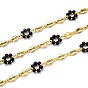 Handmade Brass Link Chains, with Acrylic Imitation Pearl and Spool, Long-Lasting Plated, Unwelded