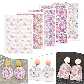 5шт. 5 стили серия масляной живописи керамика глина бумага для водного переноса, переводные декали под глазурью, заколка для волос с подвесками для сережек своими руками