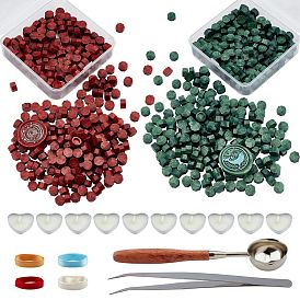 CRASPIRE DIY Wax Seal Stamp Kits, Including Sealing Wax Particles, Polyester Ribbon, Iron Spoon, 304 Stainless Steel Beading Tweezers, Paraffin Candles