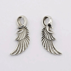 Alloy Pendants, Feather, Lead Free and Cadmium Free, 32x11x3mm, Hole: 7mm