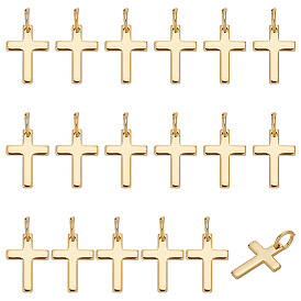 18Pcs Brass Pendants, Cross Charms, Long-Lasting Plated