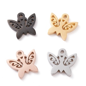 Ion Plating(IP) 304 Stainless Steel Charms, Laser Cut, Butterfly