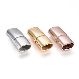 Polished 304 Stainless Steel Magnetic Clasps with Glue-in Ends, Rectangle