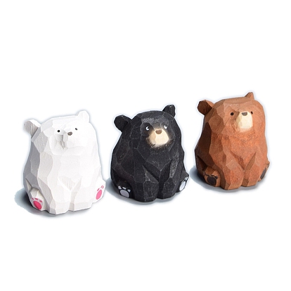 Деревянные резные украшения для выставки медведей-панд, фигурка украшение домашнего офиса