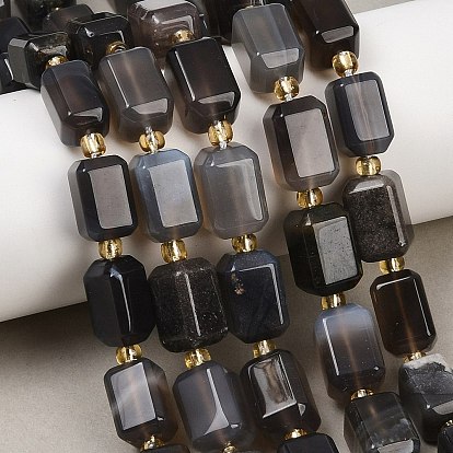 Природные Ботсвана агат бисер нитей, граненые, кубоид, с бисером