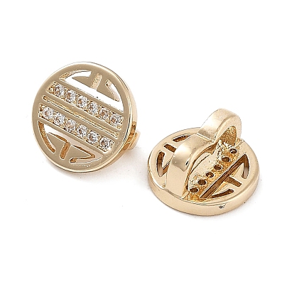 Brass and K9 Glass Slide Charms, Flat Round