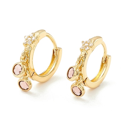 Серьги-кольца со звездами и кубическим цирконием с плоской круглой каплей, украшения из латуни для женщин, без кадмия, без никеля и без свинца, реальный 18 k позолоченный