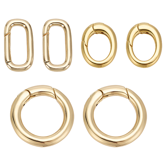 6шт 3 стили латунные пружинные затворные кольца, овал и пончик