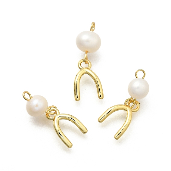 U-образные подвески из латуни и натурального жемчуга, стойки покрытие, долговечный, без кадмия и без свинца
