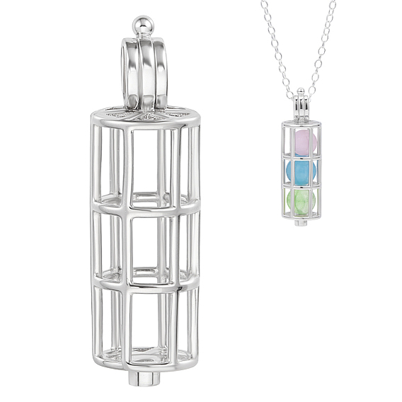 1шт. 925 Подвески в виде колонн из стерлингового серебра с бусинами в форме клетки, родий, с замшевой тканью из поликарбоната квадратной серебряной полировальной салфеткой