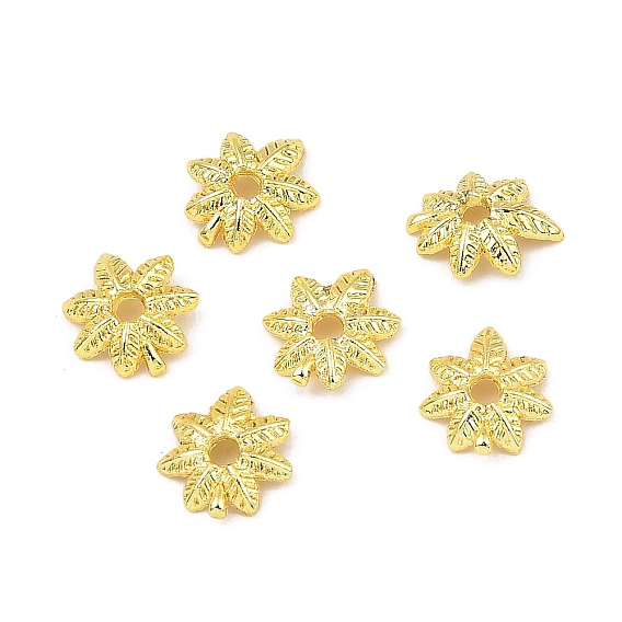 Шапочки и конусы для бусин, латунные, 7-лепестков цветка