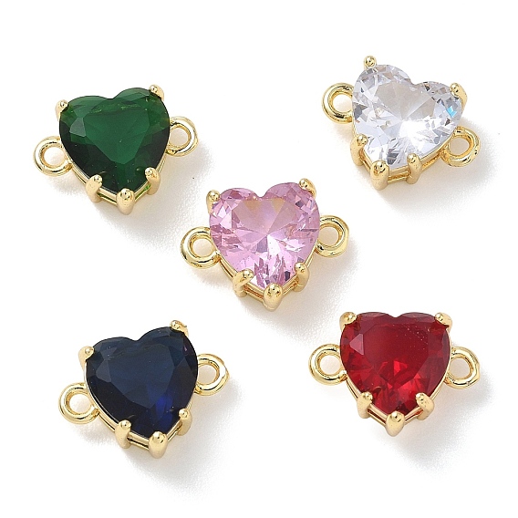 Латунные стеклянные подвески-сердечки для соединения элементов, реальный 18 k позолоченный, стойки покрытие, долговечный, без кадмия и без свинца