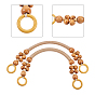 Wooden Bag Handles, with Wood Beads and Rope, for Handbag Straps Replacement Accessories