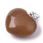 Natural Mixed Stone Pendants, with Platinum Plated Brass Pinch Bails, Heart
