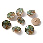 Alloy Enamel Shank Buttons, Flat Round with Tree, Light Gold