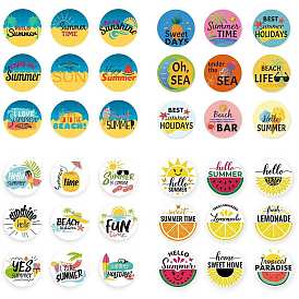 9 Styles Hello Summer Paper Cartoon Stickers Roll, Round Dot Self Adhesive Word Sealing Decals for Gifts Decoration