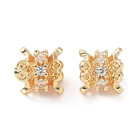 Brass Micro Pave Cubic Zirconia Spacer Beads, Heart