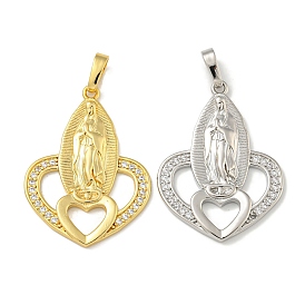 Латунные микро проложить кубического циркония подвески, долговечный, без кадмия и без свинца, сердце и богиня