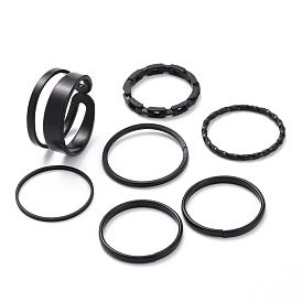Alloy Simple Thin Finger Rings Set, with Curb Chain Shape Ring, Stackable Rings for Women