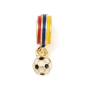 Sports Brass Enamel European Dangle Charms, Large Hole Beads, Football