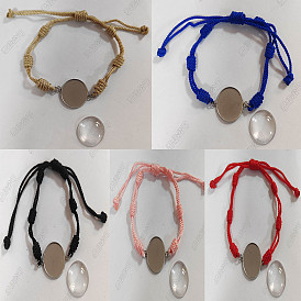 10Pcs 5 Colors DIY Blank Dome Braided Nylon Threads Adjustable Link Bracelet Makings Kits, with Glass Cabochons