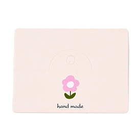 Paper Foldable Header Cards, Flower Printed Packaging Paper Card with Hanging Hole, Rectangle