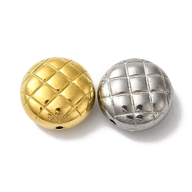 304 Stainless Steel Beads, Flat Round with Rhombus