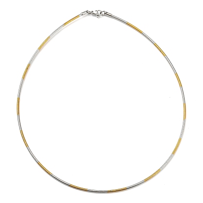 Vacuum Plating 202 Stainless Steel Wire Choker Necklace with Clasp, Rigid Necklace for Women