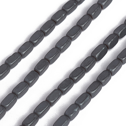 Non-magnetic Synthetic Hematite Beads Strands, Frosted, Cuboid