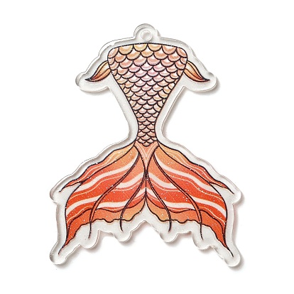 Printed Transparent Acrylic Pendants, Mermaid Tails