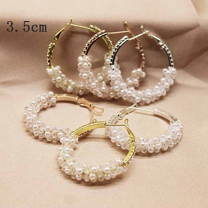 Glass Pearl Beaded Hoop Earrings