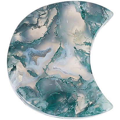 Natural Moss Agate Home Display Decorations, Star/Moon