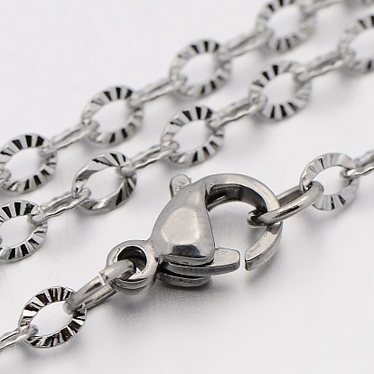 304 Stainless Steel Cable Chain Necklaces, with Lobster Claw Clasps, 19.7 inch (500mm), 3mm