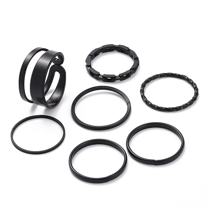 Alloy Simple Thin Finger Rings Set, with Curb Chain Shape Ring, Stackable Rings for Women