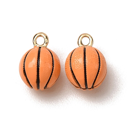 Alloy Enamel Pendants, Basketball Charms, Golden