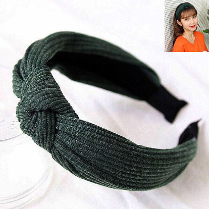 Knitted Solid Color Fabric Cross Knot Headband for Women - Hair Accessories 0509