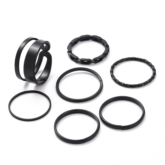 Alloy Simple Thin Finger Rings Set, with Curb Chain Shape Ring, Stackable Rings for Women