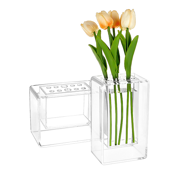 2Pcs Acrylic Vase, Rectangle