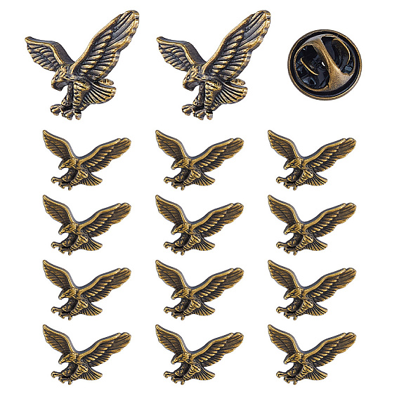 15Pcs Alloy Brooch, Eagle Lapel Pin Backs for Backpack Clothes