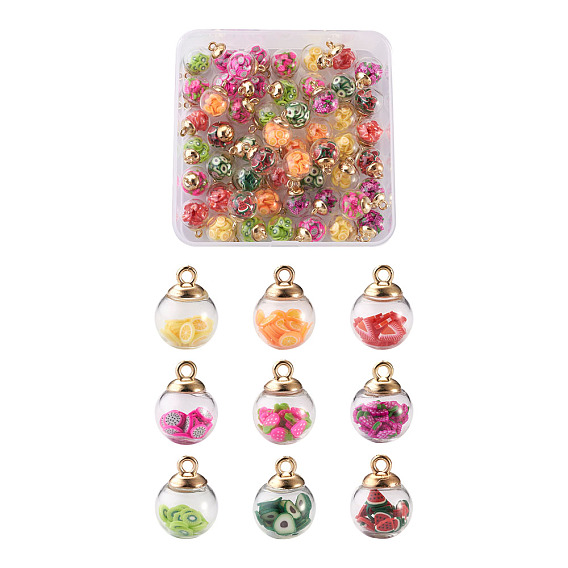 Подвески из прозрачного стекла, с чипсами, имитирующими смолу, внутри и защелками ccb на дужках, круглые