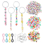 Сделай сам наборы для ключей, в том числе железные кольца для ключей, Вощеный полиэстерный шнур и акриловые бусины