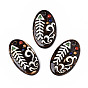 Handmade Porcelain Big Pendants, Oval with Fishbone & Wave Pattern